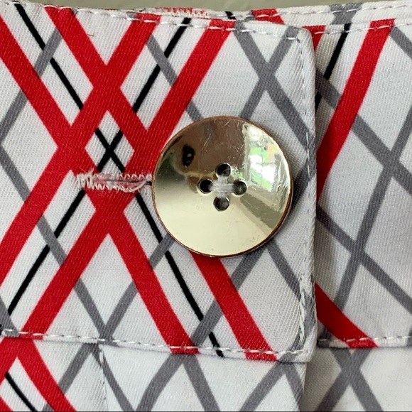 GG BLUE Golf Shorts Diamond Plaid Long Short Red White Grey Size 6 - Picture 11 of 16